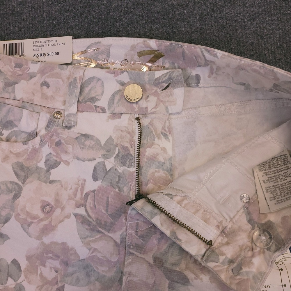NWT Seven7 Jeans Women Sz 8 (30x30) Tummyless High Rise Skinny Floral‎ MSRP 69 - Picture 9 of 16